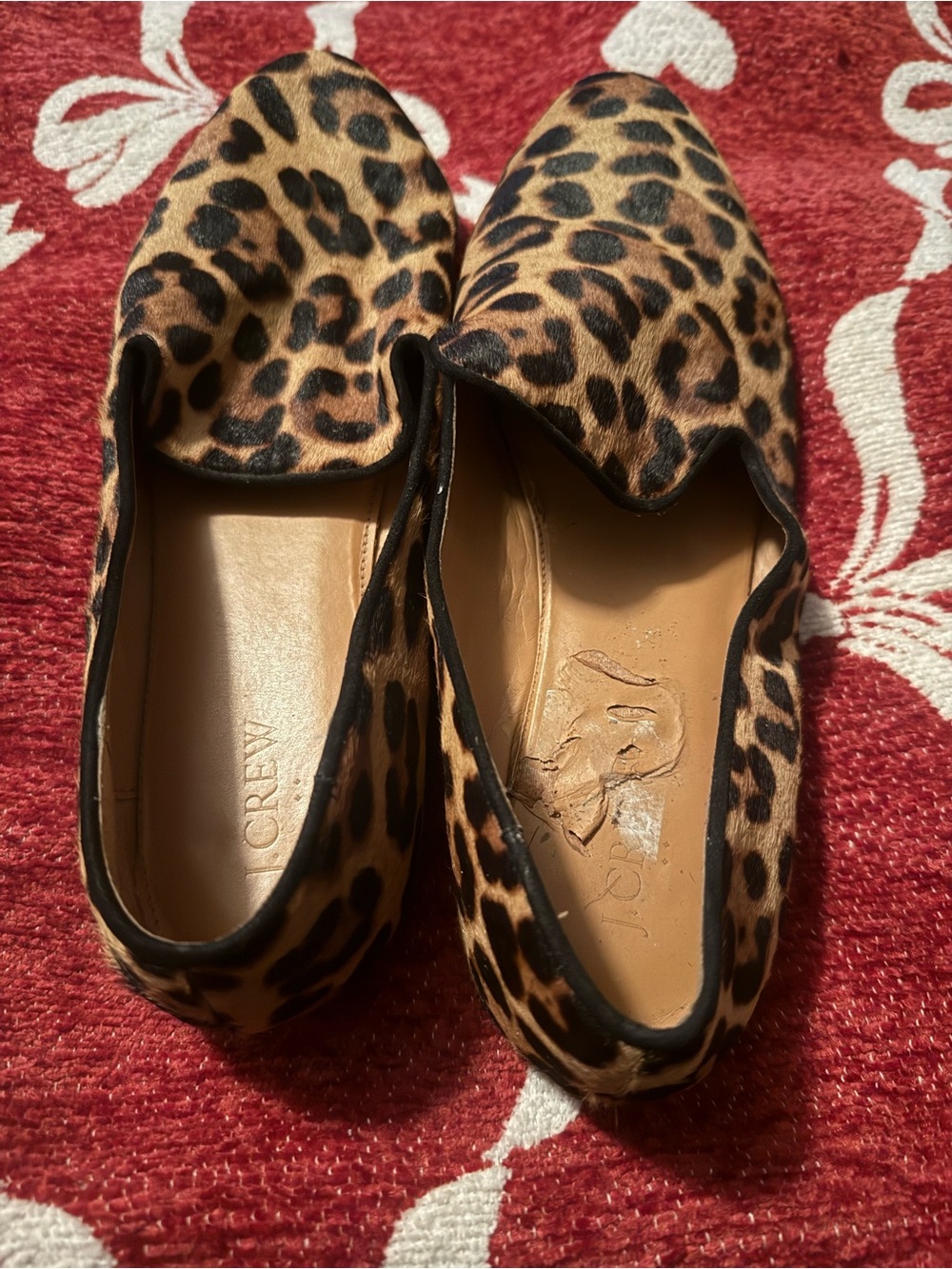 J. Crew Leopard-Print Slip-On Loafers in Tan and Black Womens Size 11